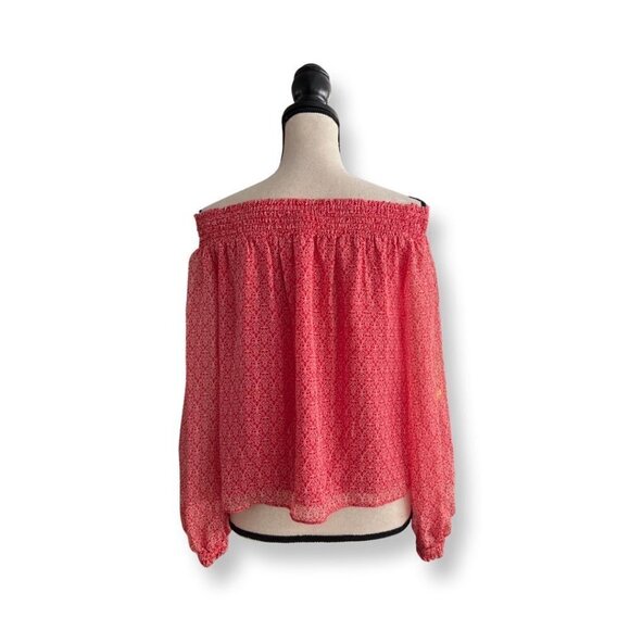 Intermix off the shoulder red paisley print silk blouse size L - Picture 3 of 5